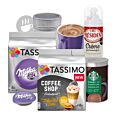 A hot chocolate package deal for Tassimo with whipped cream and a latte art decoration kit